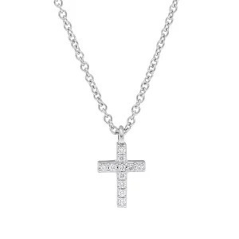 Tiffany Co Metro Cross Necklace White Gold WG Diamond